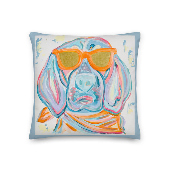 Preppy Hound Dog Premium Pillow