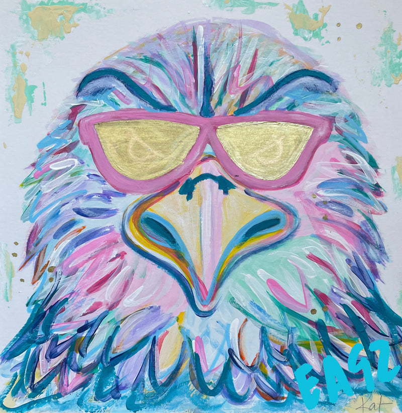 Preppy Eagle Mascot Print on Canvas