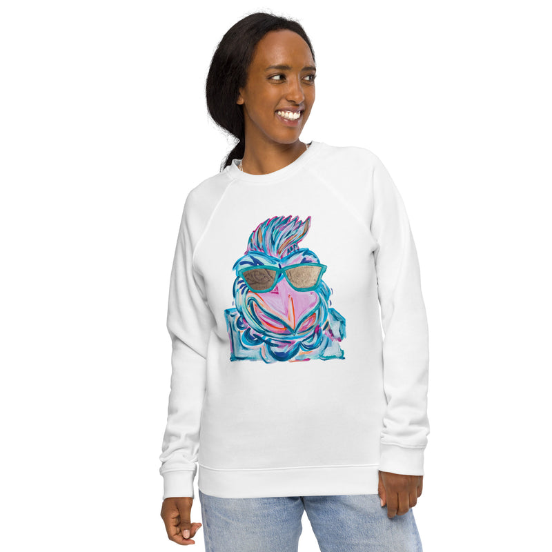 Preppy Rooster Mascot Unisex organic raglan sweatshirt